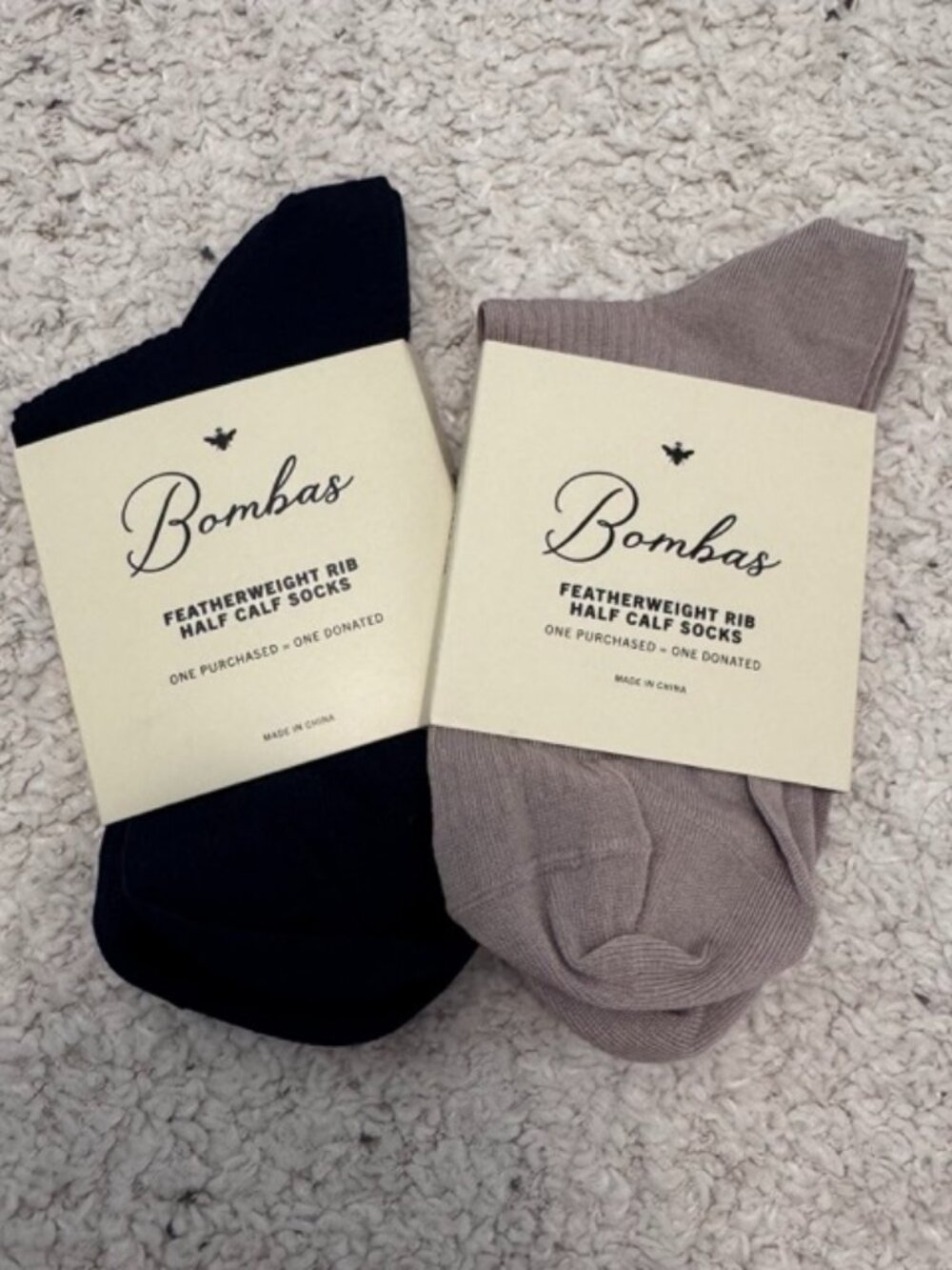 NWT Bombas Women's Featherweight Rib Half Calf Socks 2-Pack - Small (4-7.5)